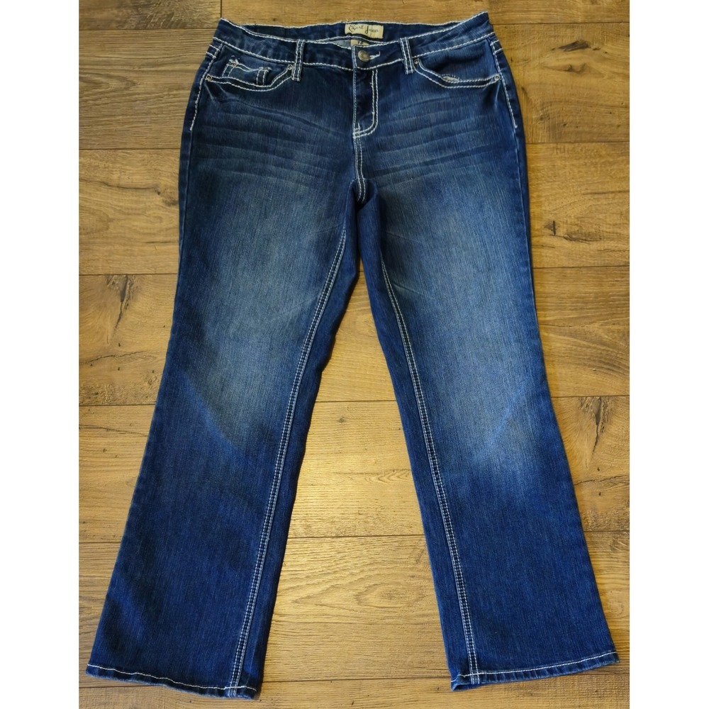 Earl Jean Embroidered Jeans Women's 10P Petite Dark Wash‎ Stretch